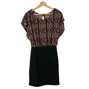 Bisou Bisou Purple & Black Printed Knee Length Sheath Dress 6